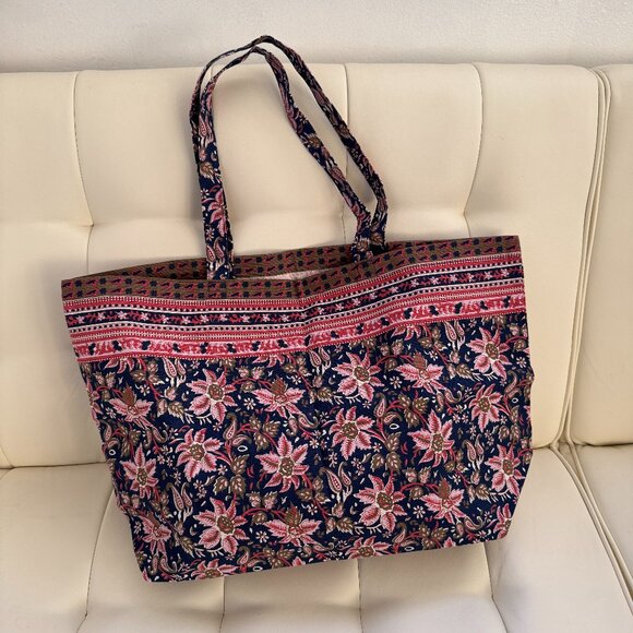 Sézane x Sea New York limited edition tote bag, navy paisley floral print, NWOT - Picture 2 of 5